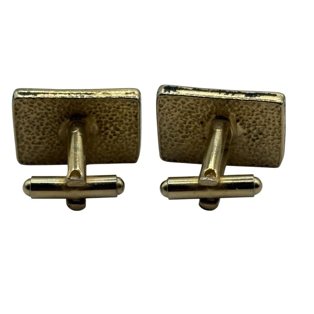 Naughty Feet Rectangle Cufflinks Adult‎ Humor Funny VTG Gold Tone Black Risque